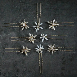 Opal Crystal Bridal Hairpin Rhinestones Flowers Wedding Hair Jewelry
