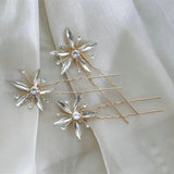 Opal Crystal Bridal Hairpin Rhinestones Flowers Wedding Hair Jewelry