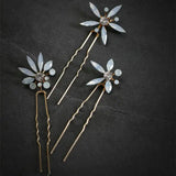 Opal Crystal Bridal Hairpin Rhinestones Flowers Wedding Hair Jewelry