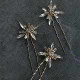Opal Crystal Bridal Hairpin Rhinestones Flowers Wedding Hair Jewelry