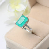 Green Zircon Stone Ring Wedding Engagement Ring for Women