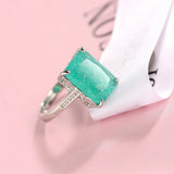 Green Zircon Stone Ring Wedding Engagement Ring for Women