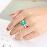 Green Zircon Stone Ring Wedding Engagement Ring for Women
