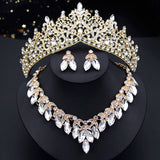Pink Crown Set for Women Bridal Wedding Dubai Jewelry Tiaras Earrings Necklace