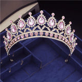 Pink Crystal Headband Queen Tiara Crown Bridal Hairband