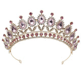 Pink Crystal Headband Queen Tiara Crown Bridal Hairband