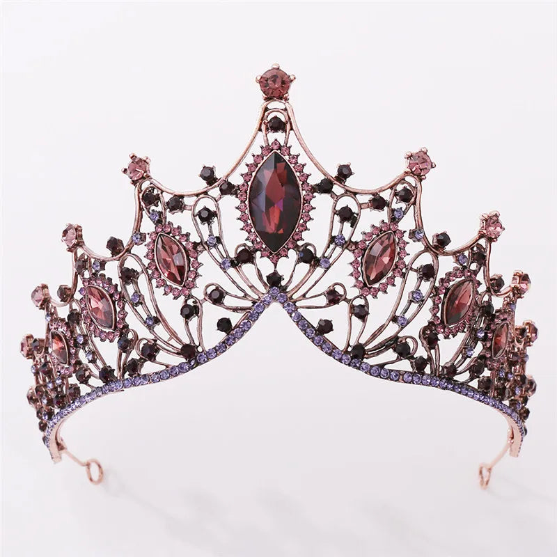 Purple Crystal Queen Tiara Crown Head Accessories
