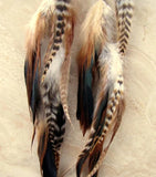 Purple Polka Dot Feather Earrings Long Brown Feather Earrings
