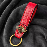Retro Leather Bee Keychain - Cowhide Key Chains