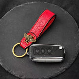 Retro Leather Bee Keychain - Cowhide Key Chains