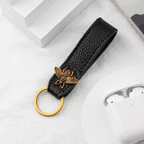 Retro Leather Bee Keychain - Cowhide Key Chains