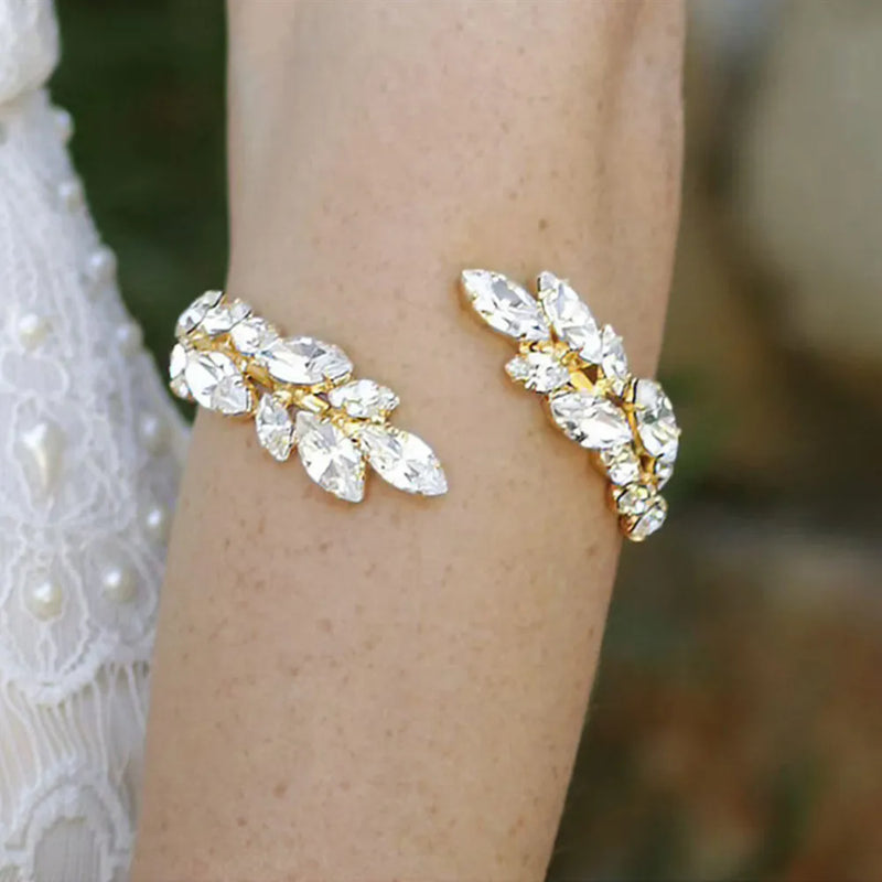 Rhinestone Bridal Leaf Arm Ring Wedding Jewelry