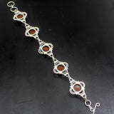 Round Sea Sediment Silver Chain Bracelet 8.5 Inch