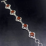 Round Sea Sediment Silver Chain Bracelet 8.5 Inch