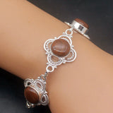 Round Sea Sediment Silver Chain Bracelet 8.5 Inch