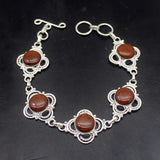 Round Sea Sediment Silver Chain Bracelet 8.5 Inch