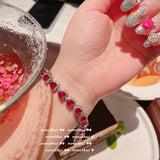 Heart Shape Crystal Silver Chain Bracelet
