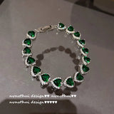 Heart Shape Crystal Silver Chain Bracelet