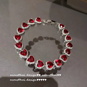 Heart Shape Crystal Silver Chain Bracelet