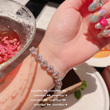 Heart Shape Crystal Silver Chain Bracelet