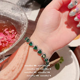 Heart Shape Crystal Silver Chain Bracelet