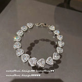 Heart Shape Crystal Silver Chain Bracelet