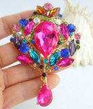 Teardrop Necklace Pendant Multicolor Rhinestone Crystal NL04082C16