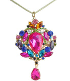 Teardrop Necklace Pendant Multicolor Rhinestone Crystal NL04082C16