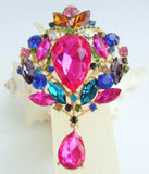 Teardrop Necklace Pendant Multicolor Rhinestone Crystal NL04082C16