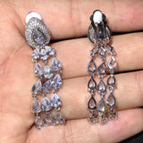 Long CZ Clip On Earrings for Women Evening Party Jewelry