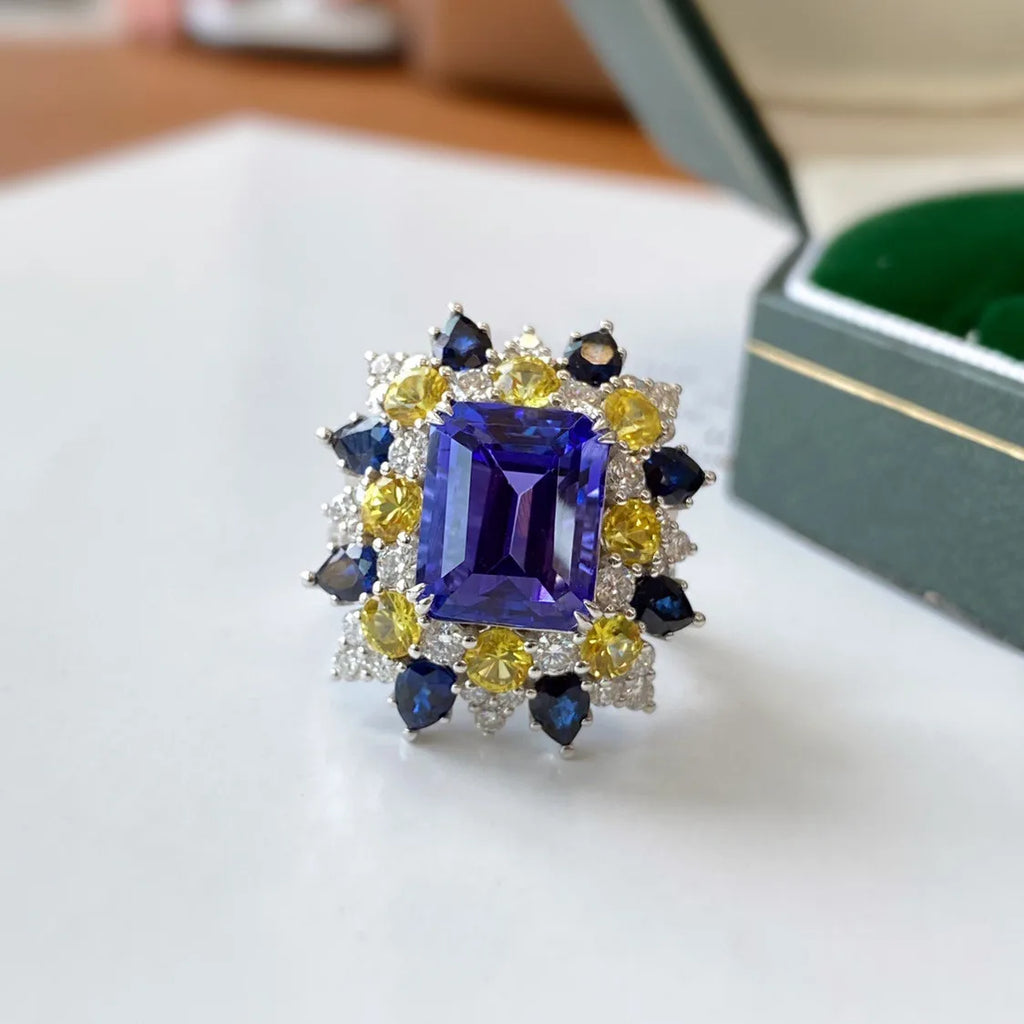 Vintage Princess Cut Zircon Silver Ring Wedding Band