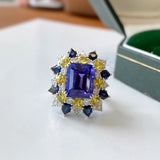 Vintage Princess Cut Zircon Silver Ring Wedding Band