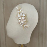 Enamel Flowers Bridal Hair Comb Pearl Headdress Hand Leaf Hair Accessories