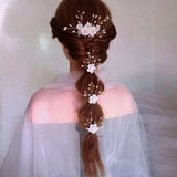 Flower Pearls Hair Sticks Wedding Head Comb Hairpins Set