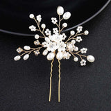 Flower Pearls Hair Sticks Wedding Head Comb Hairpins Set
