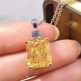 Yellow Cubic Zirconia Pendent Necklace - Women's Engagement Jewelry