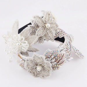 Baroque Rhinestone Crystal Flower Leaf Headband