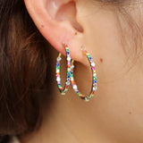 Cubic Zirconia Spring Hoop Earrings