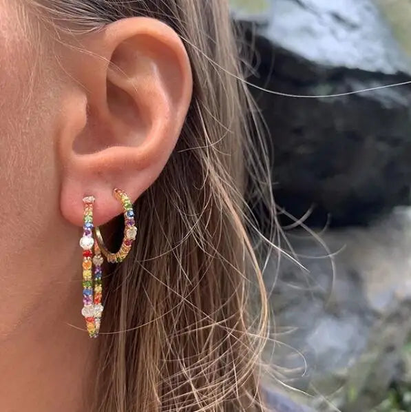 Cubic Zirconia Spring Hoop Earrings