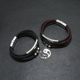 Gossip Retro Leather Bracelet for Men Personality Alloy Hand-made Multi-Layered