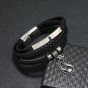 Gossip Retro Leather Bracelet for Men Personality Alloy Hand-made Multi-Layered