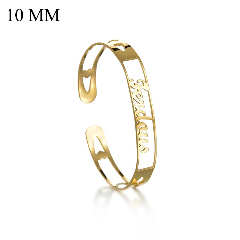 Gosun Heart Nameplate Bracelet Personalized Cuff Bangles Stainless Steel
