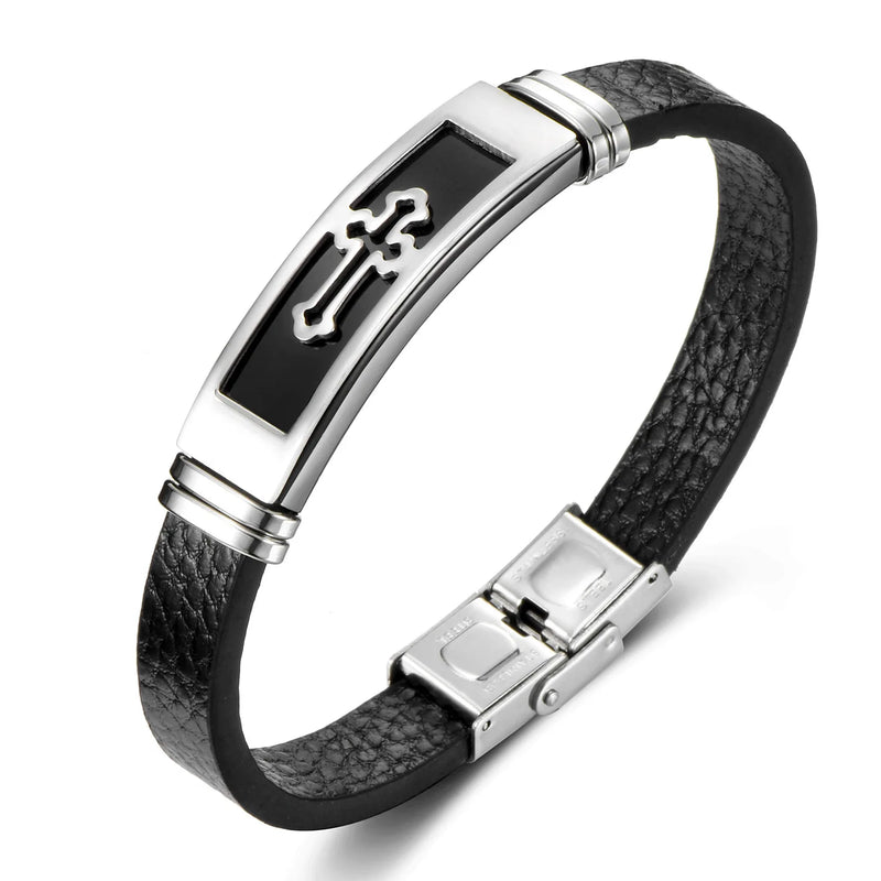 Gosun Punk Man Crucifix Jesus Cross Charm Bracelet