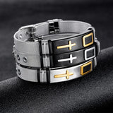 Gosun Titanium Steel Cross Stainless Steel Mesh Belt Men's Bracelet