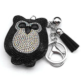 Goth Owl Alloy Keychain Animal Rhinestone Key Ring Bag Car Accessories