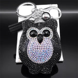 Goth Owl Alloy Keychain Animal Rhinestone Key Ring Bag Car Accessories