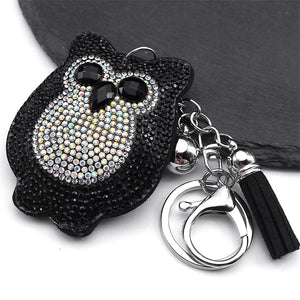 Goth Owl Alloy Keychain Animal Rhinestone Key Ring Bag Car Accessories