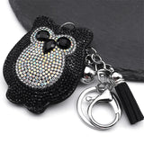 Goth Owl Alloy Keychain Animal Rhinestone Key Ring Bag Car Accessories