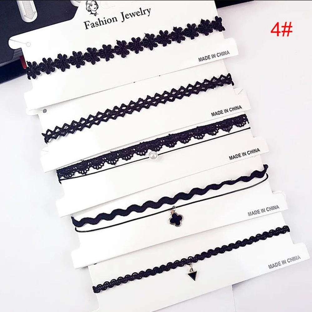 Goth Lace Necklace Choker Set Vintage Necklaces for Women