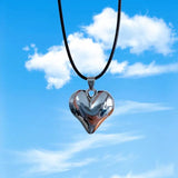 Goth Leather Braid Love Heart Pendant Choker Necklace